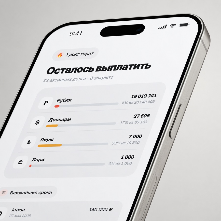 Расплата — telegram mini app для контроля долгов
